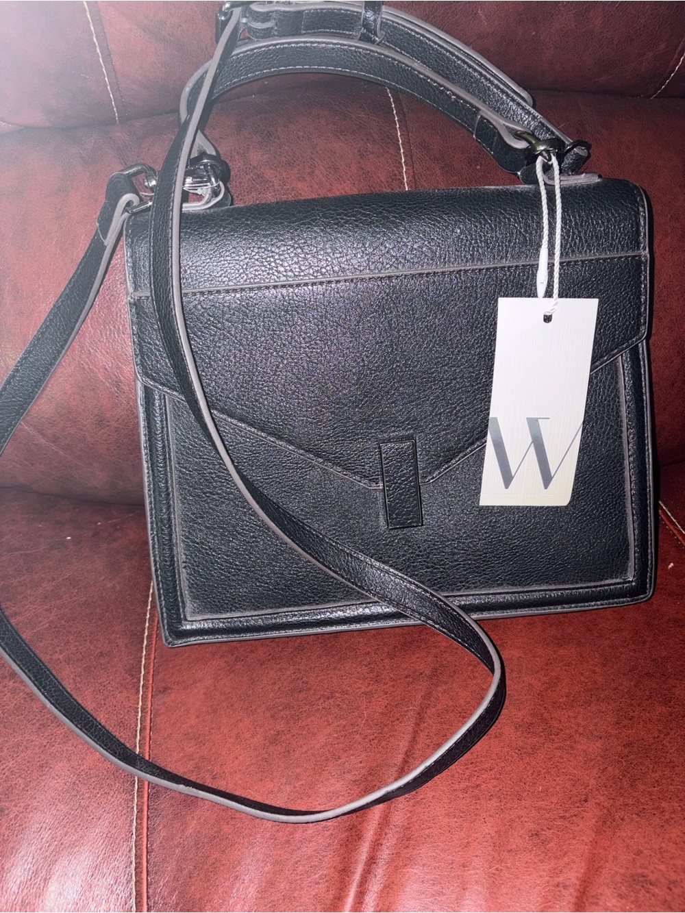 Worthington Black Pebbled Leather Crossbody Satchel